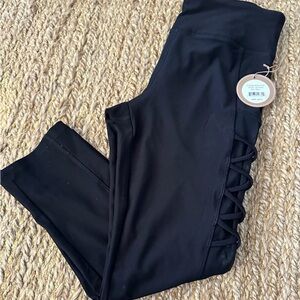 Cali Women’s Active Black Cropped Leggings Sheer Size Small NWT $48.00